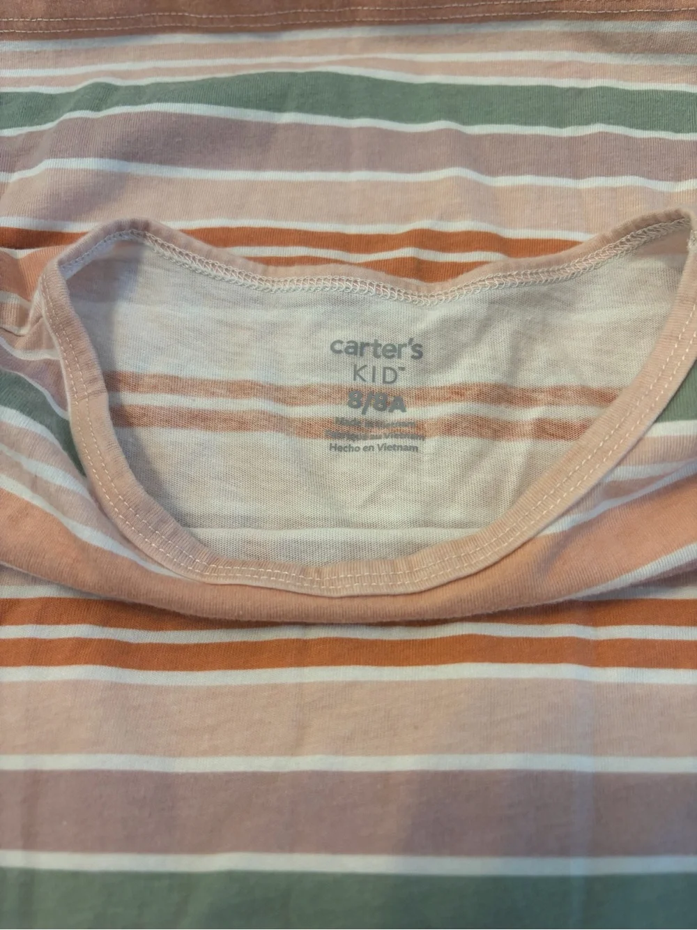 3 for $12 Carter's Peach, Green & White Striped Short Sleeve Dress